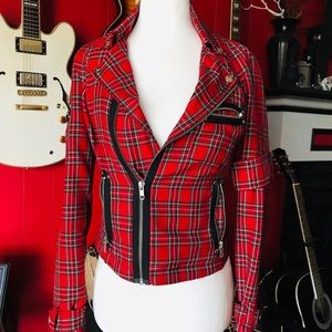 ❤️🧷💛🧷🖤🧷Red Tartan Plaid Bondage Jacket
